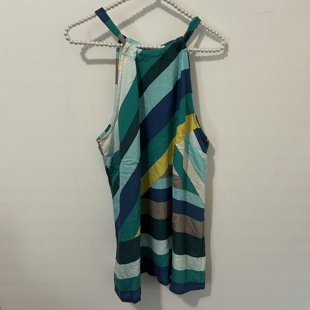 Tommy Bahama Sunset Tide Keyhole Halter Tank Top Striped Large Beach Coastal
